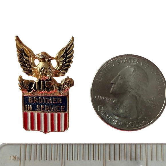 Vintage Coro WWII Sterling Sweetheart Pin Brother In Service Eagle Shield Brooch - Picture 5 of 7